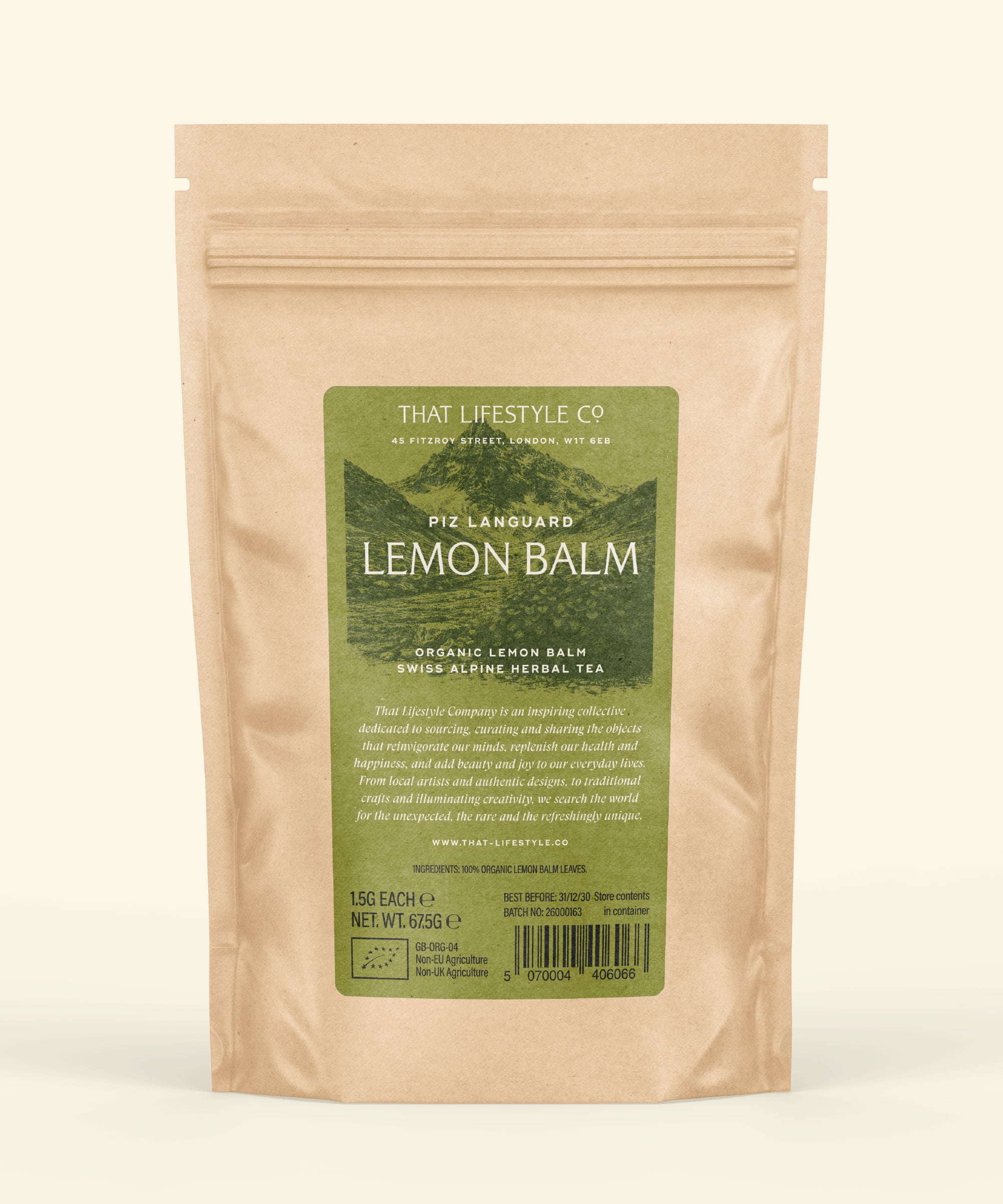 Organic Alpine Lemon Balm — 45 Bags Refill