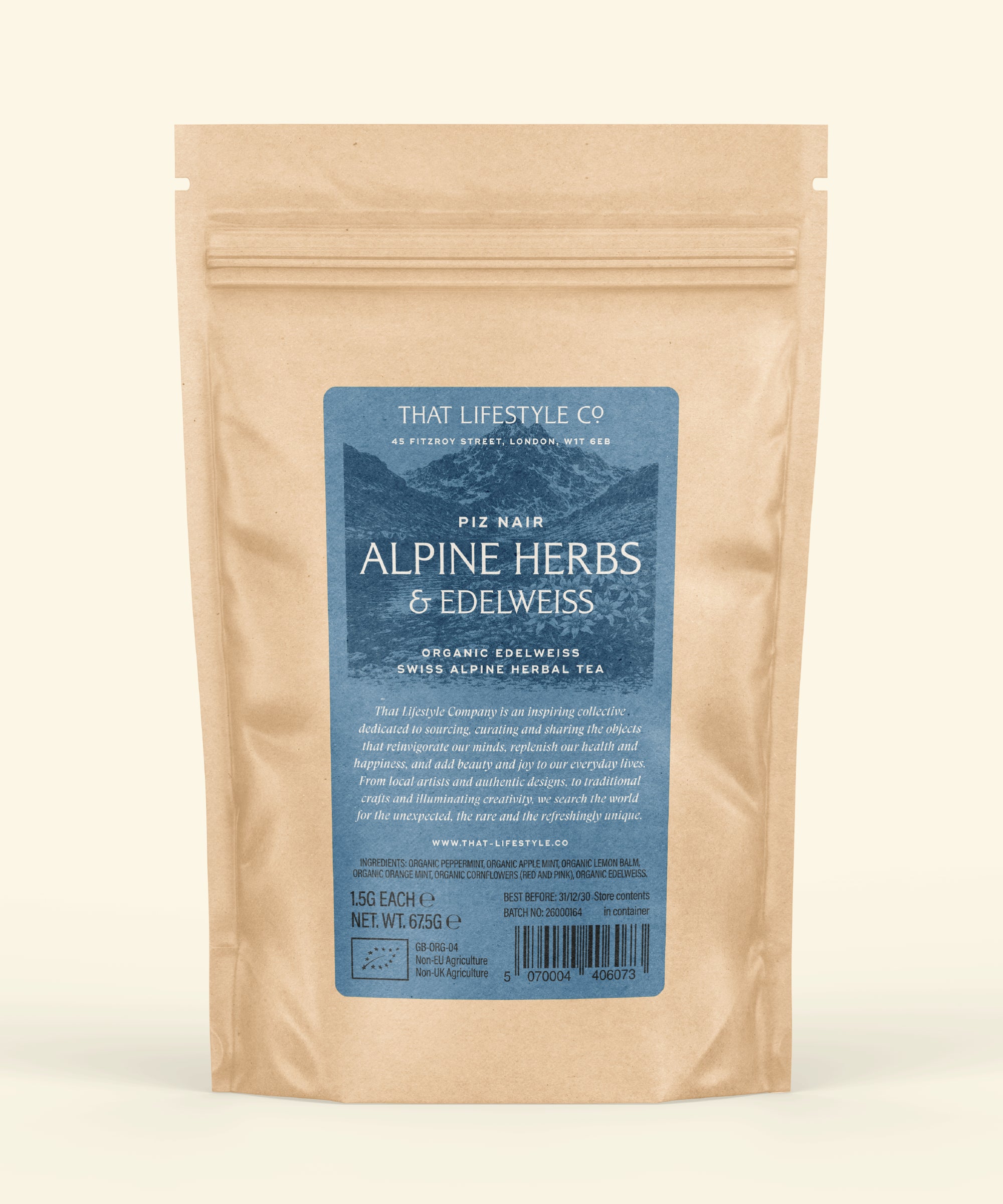 Organic Alpine Herbs & Edelweiss Tea - 45 bags Refill