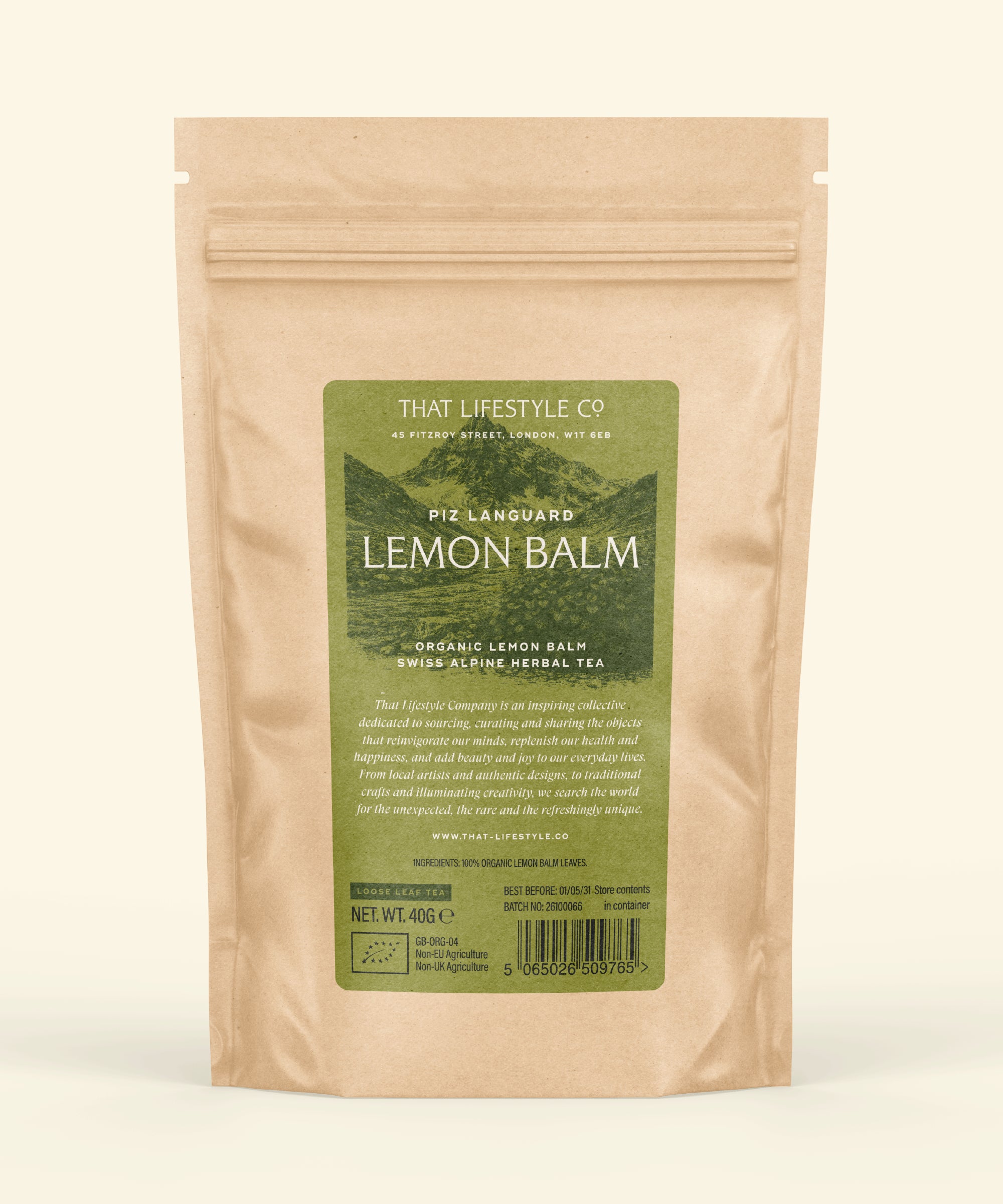 Organic Alpine Lemon Balm — Loose Leaf Refill Pouch