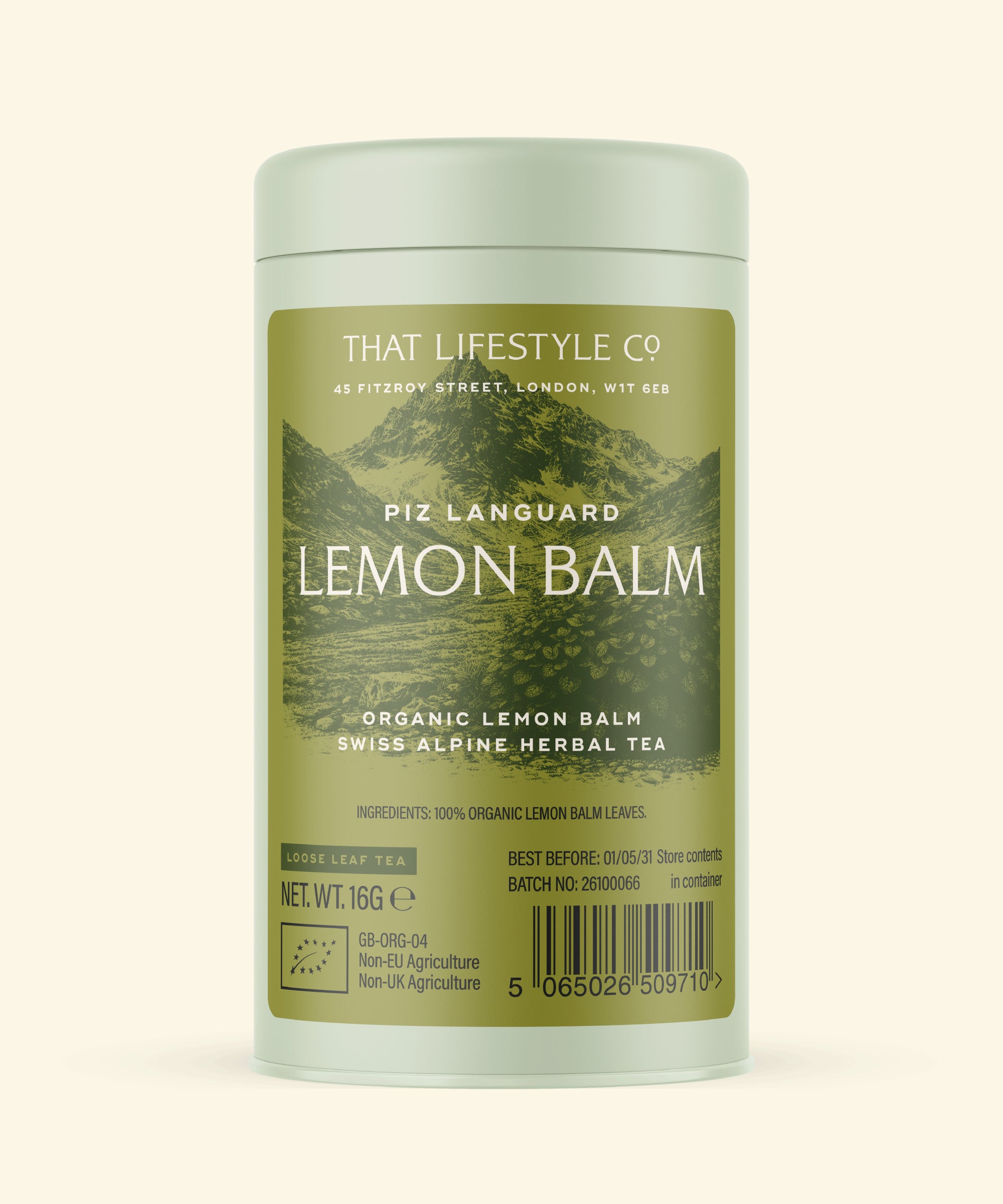 Organic Alpine Lemon Balm — Loose Leaf Tin